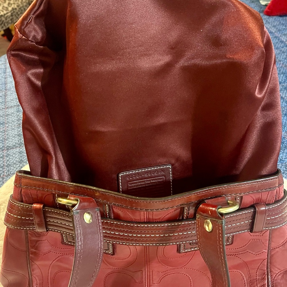 Coach Hampton Tote Bag in Deep Red - Picture 8 of 15